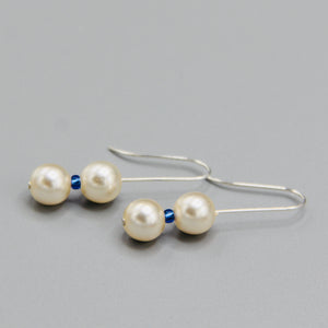 Olivia Earrings with Pearls and Blue Accents