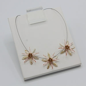 Anna Necklace in Off-White Stone Finish and Pink