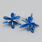 Eileen Earrings in Sapphire Blue with Laser Finish and Silver Accents