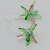 Eileen Earrings in Spring Green with Red Stripes and Light Blue