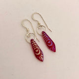 Jane Earrings in Red with Laser Etched Peacock Design