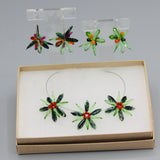 Laura Earrings in Mix Green, Orange and Magenta