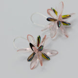 Eileen Earrings in Transparent Pink and Shiny Browns