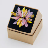 Wendy Ring in Laser Edged Lizard Skin in Pink and Yellow