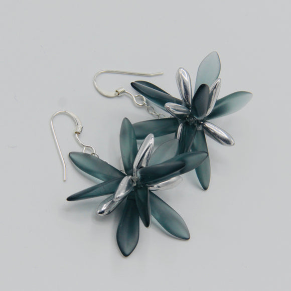Laura Earrings in Matte Montana Blue with Silver Accents