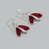 Janet Earrings in Red and Silver