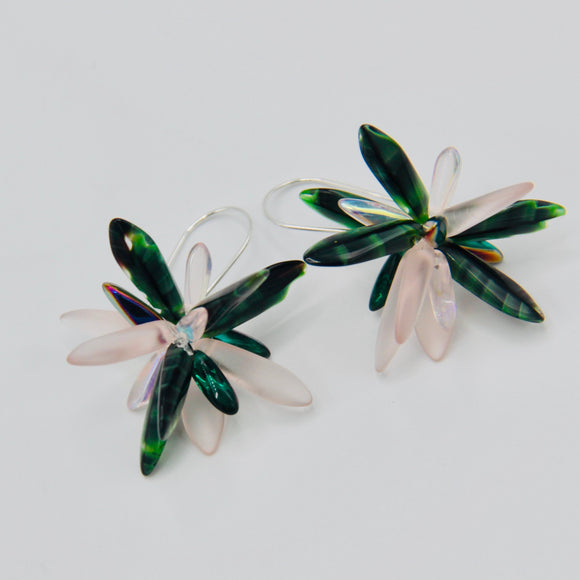 Eileen Earrings in Green and Pink