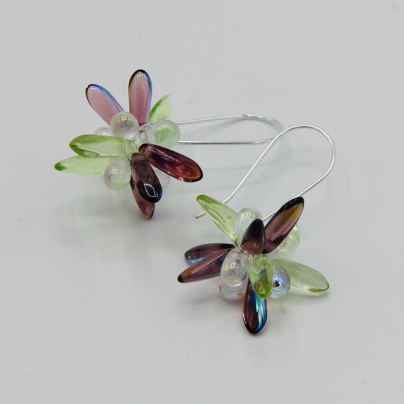 Mia Earrings in Purple Luster and Light Green