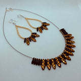 Rebecca Necklace in Golden and Black Crosshatch