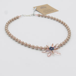 Elizabeth Beaded Necklace in Quiet Pink with Pearls