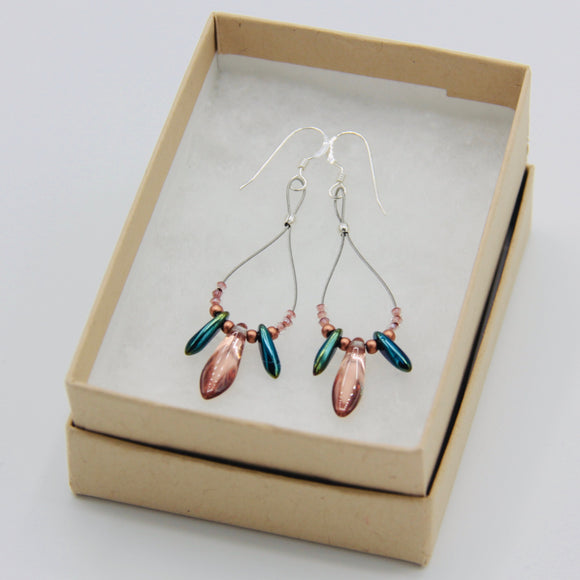 Janet Maxi Earrings in Rose Gold with Blue