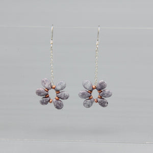 Daisy Earrings in Lilac with Stone Finish