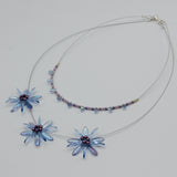 Anna Layered Necklace in Shiny Light Blue and Lavender