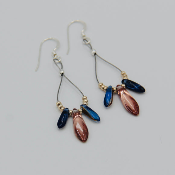 Janet Maxi Earrings in Rose Gold and Smokey Blue
