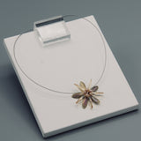 Elizabeth Necklace in Cream and Purple Laser Edged Design with Pearly Accents