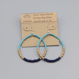 Hannah Earrings in Turquoise Blue, Navy Blue and Matte Gold