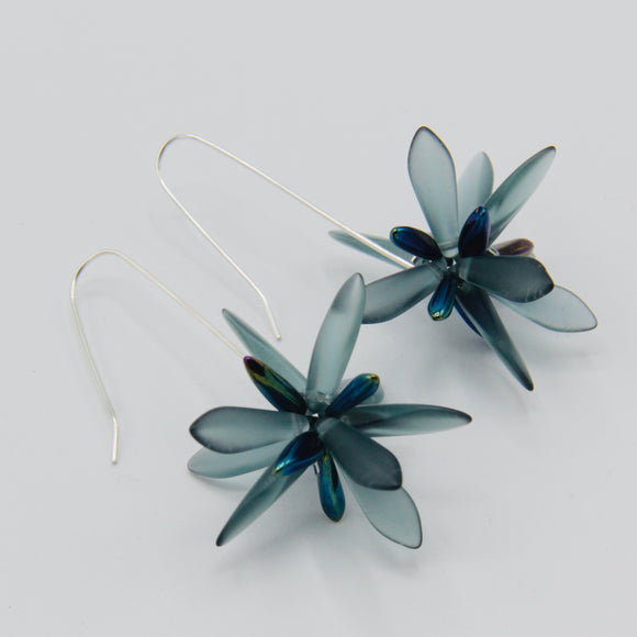 Natalie Earrings in Matte Classic Blue with Blue Pearly Accents