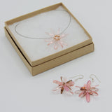 Elizabeth Necklace in Transparent Pink and Pearl Center