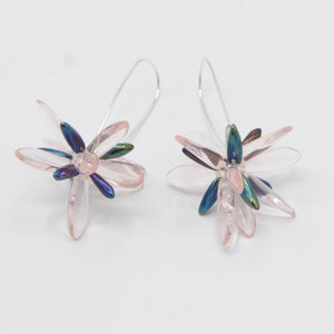 Eileen Earrings in Pink and Iris Blue