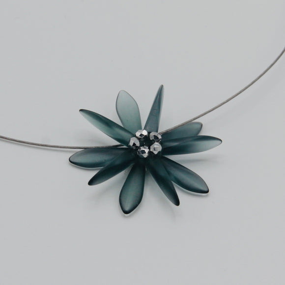 Elizabeth Necklace in Matte Montana Blue with Silver Center