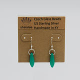Shelalee Jane Earrings Green Neon Czech Glass Beads Sterling Silver
