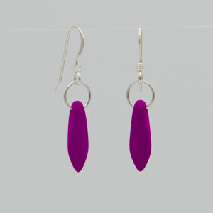 Shelalee Jane Earrings Purple Neon Czech Glass Beads Sterling Silver