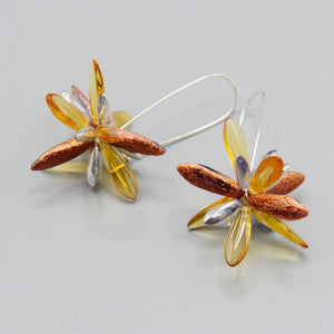 Eileen Earrings in Golden Textured Beads with Silver