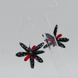 Natalie Earrings in Black Metallic Spots with Red Accents