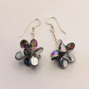 Heather Earrings in Metallic Silver with Rainbow Colors