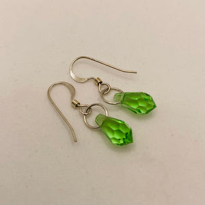 Kate Earrings in Bright Green in Crystal Cut