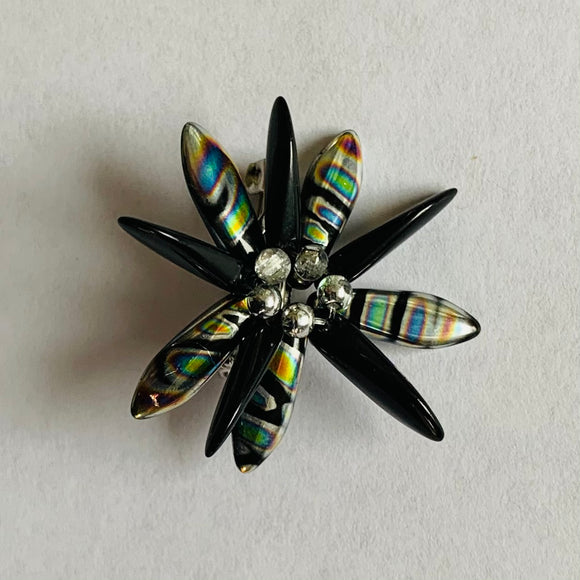 Madeleine Pin in Black and Metallic Silver