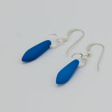 Shelalee Jane Earrings Blue Neon Czech Glass Beads Sterling Silver