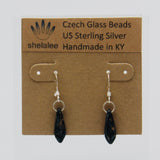 Shelalee Jane Earrings Black Stone Finish Gold Czech Glass Beads Sterling Silver