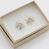 Dahlia Earrings In Pastel Pink and Green
