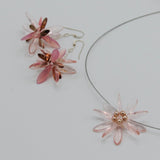 Elizabeth Necklace in Transparent Pink and Pearl Center
