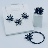 Shelalee Zoe Bracelet Black Silver Metallic Czech Glass Beads