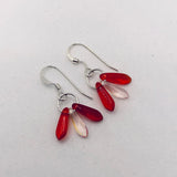 Janet Earrings in Red and Shiny Pale Pink