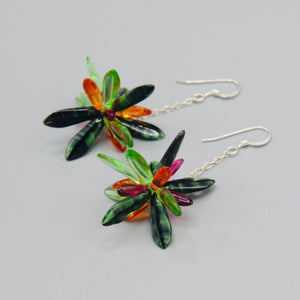 Laura Earrings in Mix Green, Orange and Magenta
