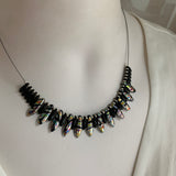 Rebecca Necklace in Black with Metallic Silver