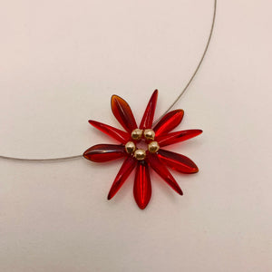 Elizabeth Necklace in Red with Pearl Center