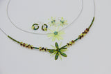 Elizabeth Beaded Necklace in Spring Green Nature Motif