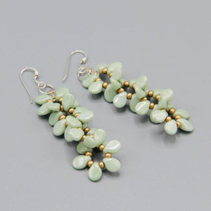 Charlotte Earrings in Light Green with Stone Finish