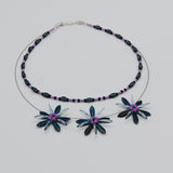 Anna Layered Necklace in Classic Denim Blue and Magenta