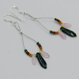 Janet Maxi Earrings in Pink and Tropical Green