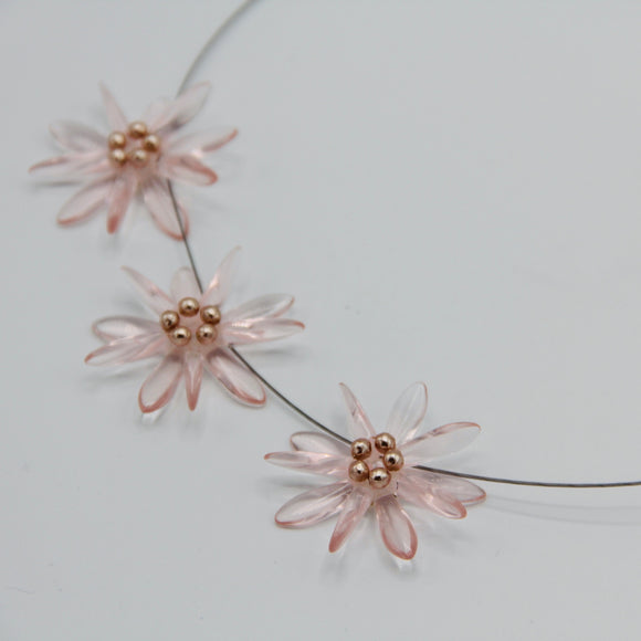 Anna Necklace in Soft Transparent Pink with Pearl Center