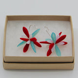 Eileen Earrings in Bright Red, Turquoise, and White