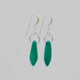 Shelalee Jane Earrings Green Neon Czech Glass Beads Sterling Silver