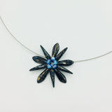Elizabeth Necklace in Black with Gold Stone Effect with Blue Center