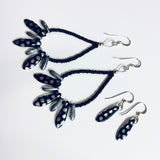 Jane Earrings in Metallic Black and Silver Polka Dot