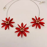 Anna Necklace in Red with Pearl Centers